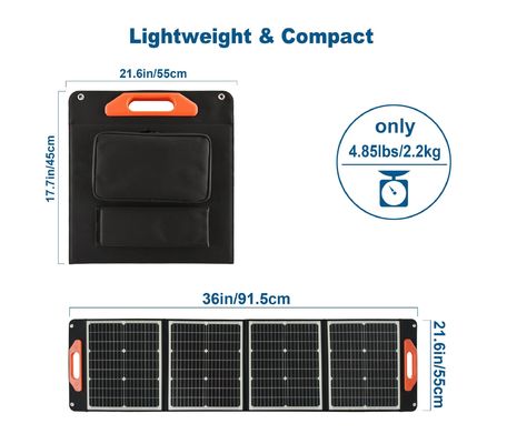 Painel solar dobrável de silício monocristalino de 200W para fácil armazenamento e transporte
