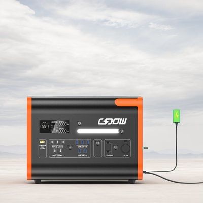 Preto com laranja 2200W/2048wh Armazenamento de energia Fornecimento de energia Lítio LiFePO4 Bateria Gerador portátil Célula solar Estação de energia móvel