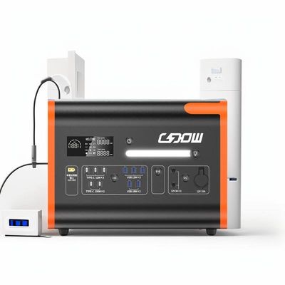Preto com laranja 2200W/2048wh Armazenamento de energia Fornecimento de energia Lítio LiFePO4 Bateria Gerador portátil Célula solar Estação de energia móvel