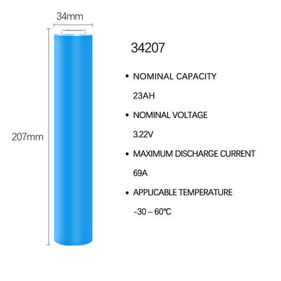 34207 3.2V Bateria de lítio ferro fosfato 23Ah Concha cilíndrica de alumínio