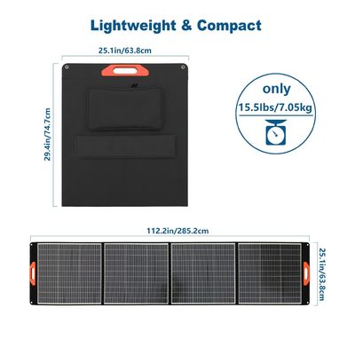 300W Painéis solares dobráveis para acampamento Células monocristalinas Sistema doméstico pequeno