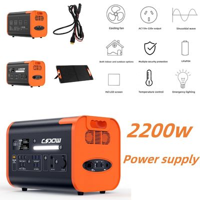 Estação de energia portátil 600W 1500W 2000W 2200W Bateria de lítio gerador solar recarregável para acampamento ao ar livre e emergência doméstica