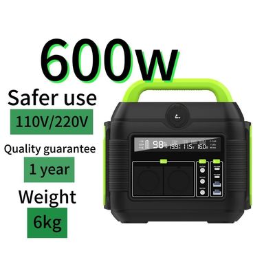 6 kg Central de Energia Portátil 576wh Mini Gerador Solar Preto Verde
