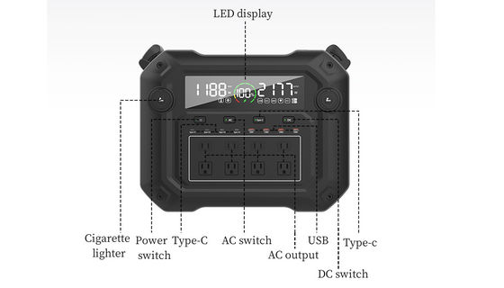 Estação de energia portátil de onda senoidal pura de 3600W LiFePO4 Armazenamento de energia solar Bateria BMS
