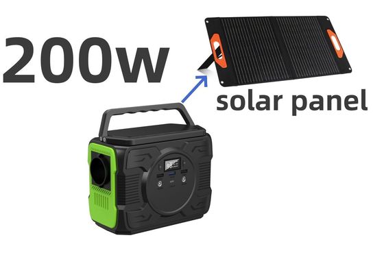 Estação de energia móvel ao ar livre com 200W AC Output Painel solar de carregamento e luzes LED
