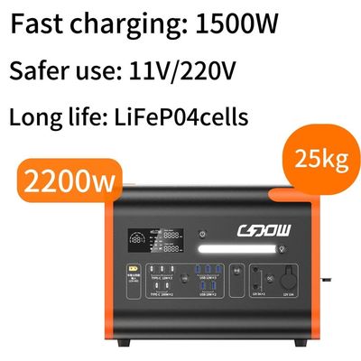 Duração de onda sinusoidal 110V / 220V personalizável Estação de energia Lifep04 Bateria Carregamento rápido
