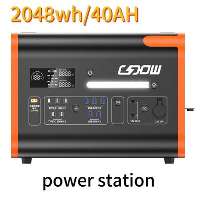 AC Pure Sine Wave 2200W/2048wh Estação de energia portátil para viagem de acampamento familiar ao ar livre
