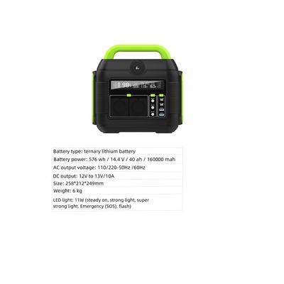 600W/576wh Bateria de lítio Estação de energia multifunção e saída de tipo C Pd100W Pd27W
