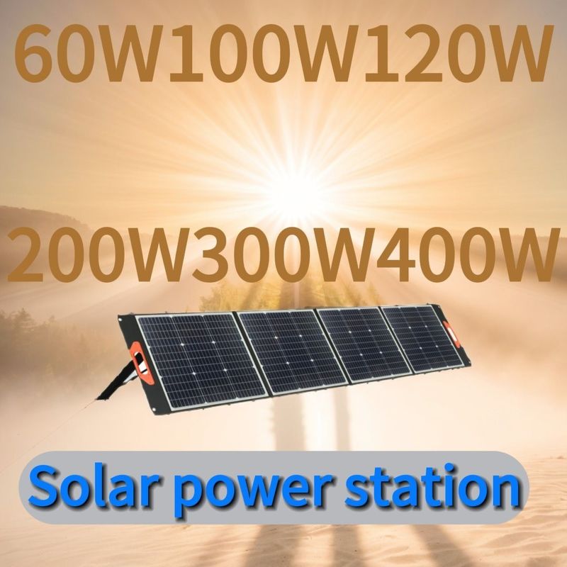 Painel solar flexível dobrável e à prova d'água de 60 W com saída de corrente contínua de 17,5 V/3,4 A