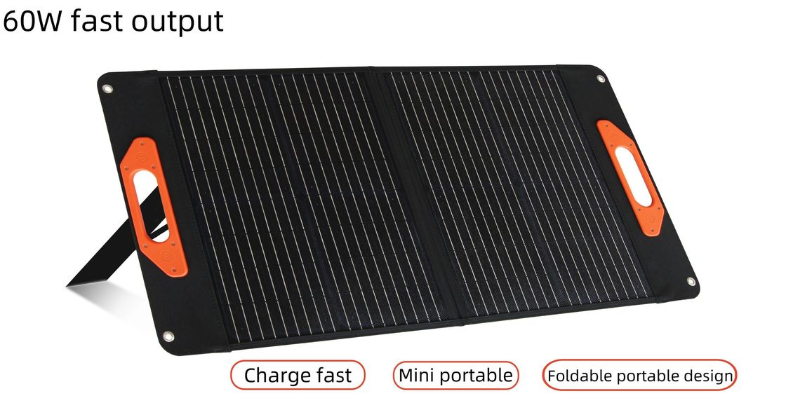 UB-60 Painel solar portátil flexível e dobrável preto 60W para viagens e barcos e RVs