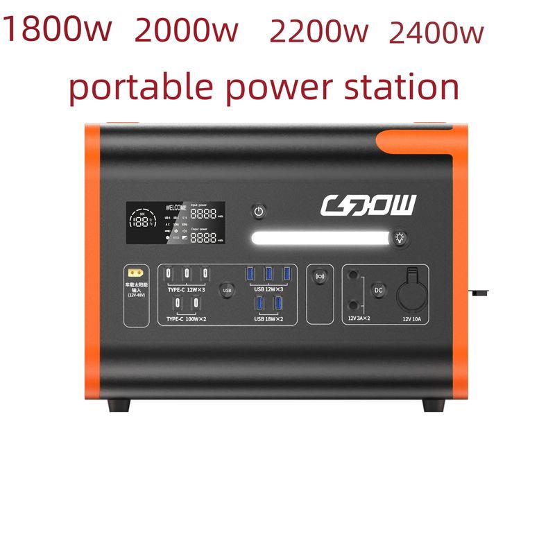 Carregamento sem fio 15W backup de emergência 2200W armazenamento de energia portátil