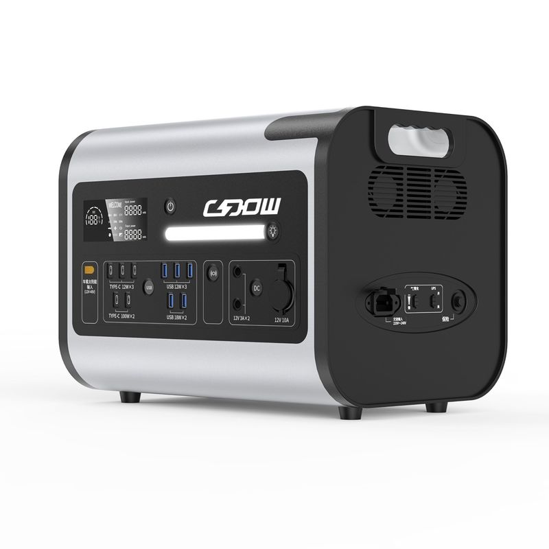 LiFePO4 Potência de armazenamento de energia Gerador solar AC/DC 2200W 110V-220V Estação de energia portátil