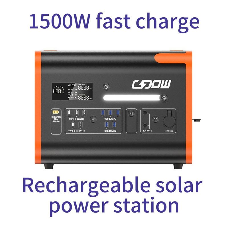 Estação de energia solar portátil 2200W LiFePO4 gerador de bateria para família e emergência