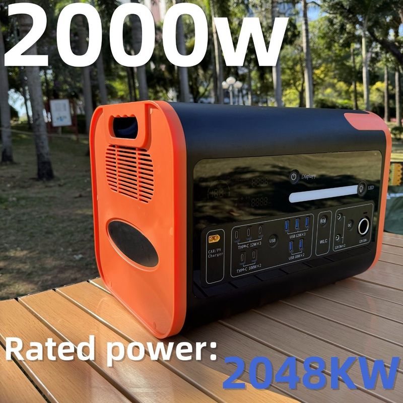 Display de fita 2000W LiFePO4 Armazenamento de energia/gerador portátil para vida ao ar livre e emergências