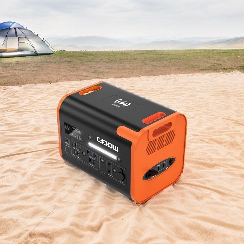 Preto com laranja 2200W/2048wh Armazenamento de energia Fornecimento de energia Lítio LiFePO4 Bateria Gerador portátil Célula solar Estação de energia móvel
