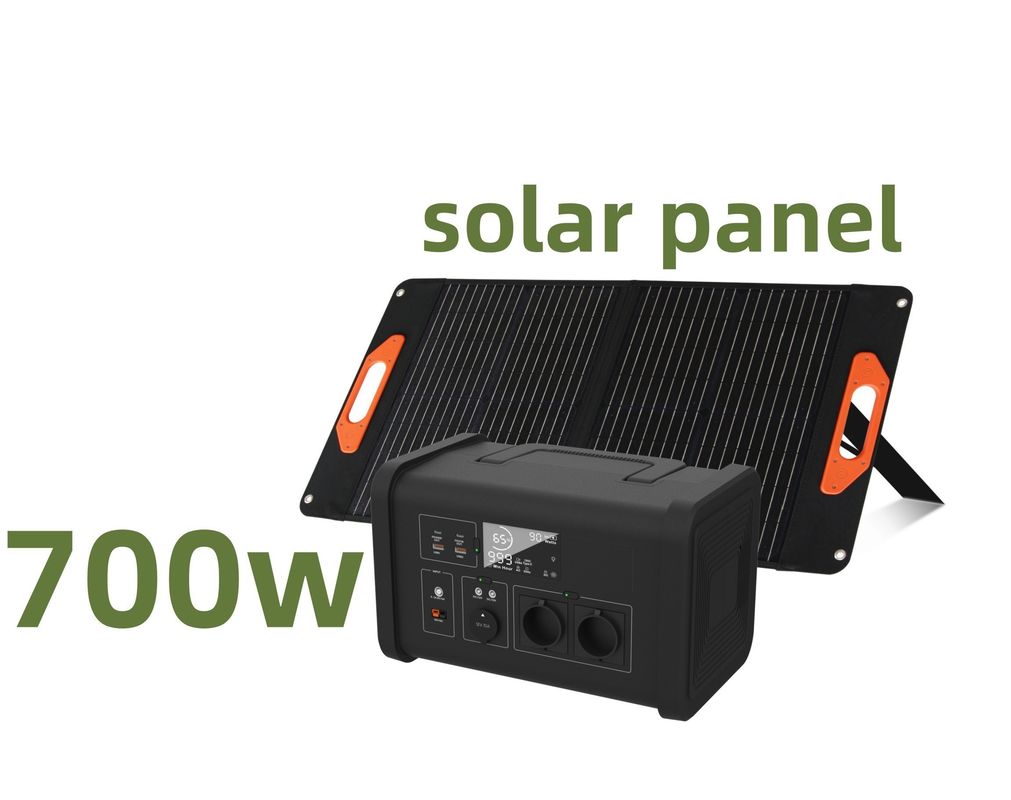 Estação de energia portátil com 700W AC Potência de saída 700W Armazenamento de energia Alimentada por energia solar