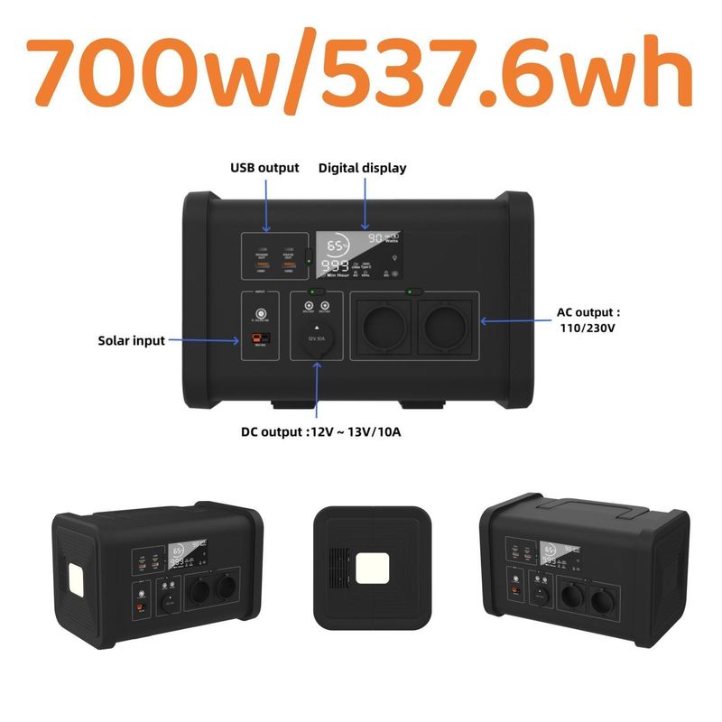 18V/6A Max Solar Input 700W Gerador Solar Off-Grid para Estação de Energia Solar Portátil