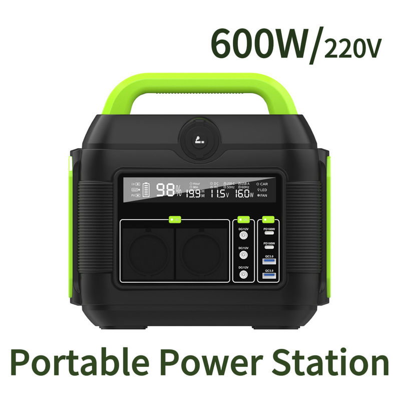 Banco de energia reciclável de 500W Estação de lítio portátil de 600W ao ar livre para acampamento de aventura