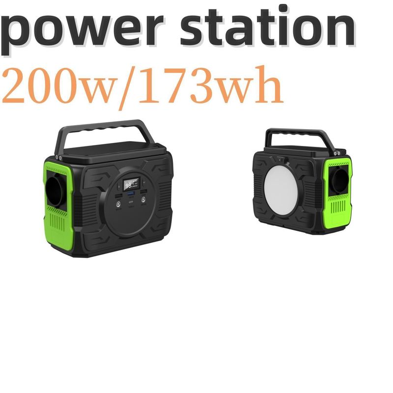 Estação de energia portátil de 200W com carga solar e bateria de íons de lítio