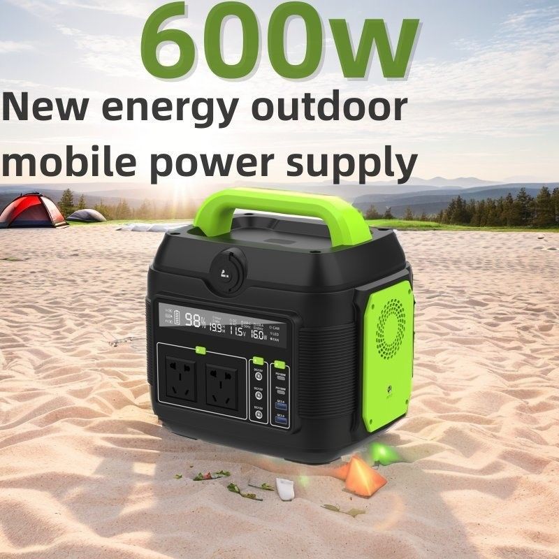 Estação de energia de acampamento portátil gerador solar de 600W com tomada Un AC 258*212*249mm