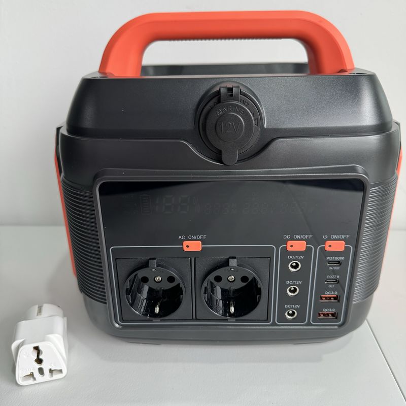 600W AC-DC Mobile Emergency Home Outdoor Portátil Central Elétrica Gerador Solar Negro