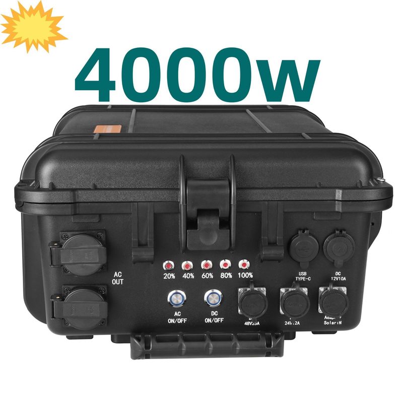 Estação de energia portátil de 4000 W com tomada de saída AC e bateria de lítio LiFePO4