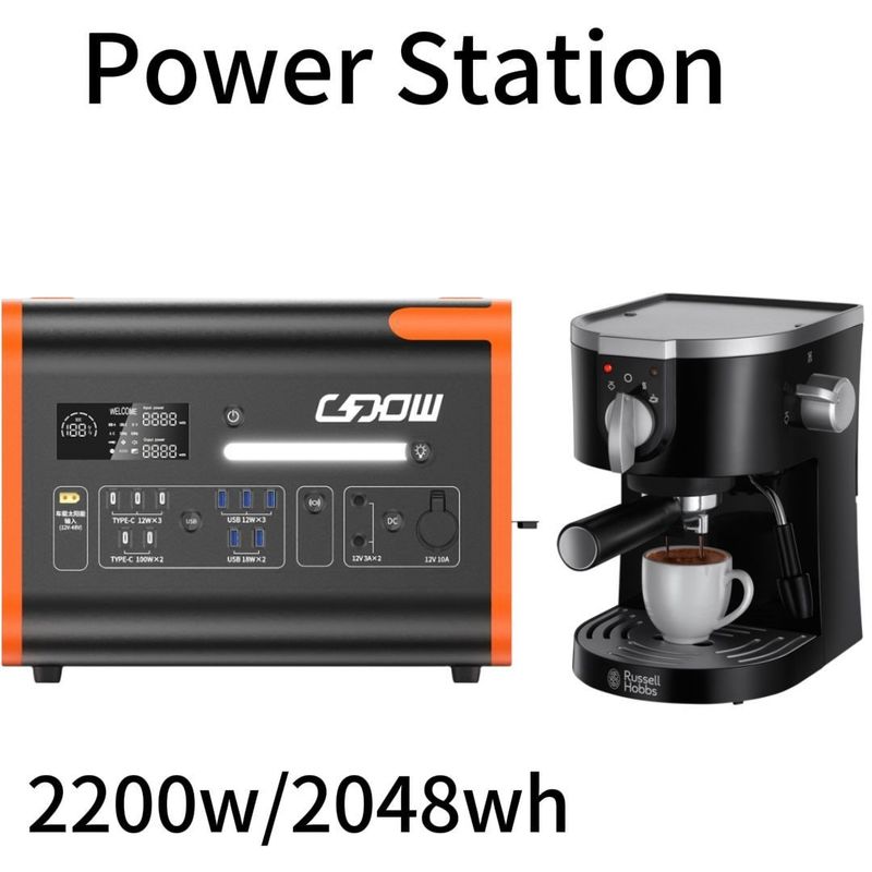 Potência de saída solar e gerador de bateria de ferro de lítio 2200W Estação de energia portátil para AT22