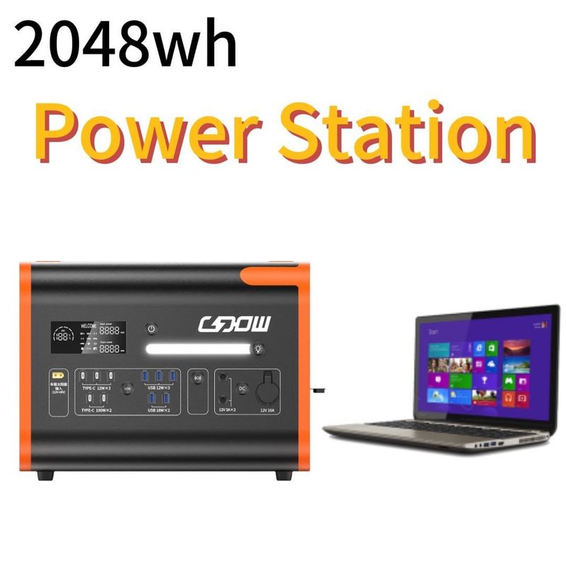 Gerador Solar de Ondas Sinusolares Puras 2200W LiFePO4 Estação de Energia Portátil para Carregamento Solar
