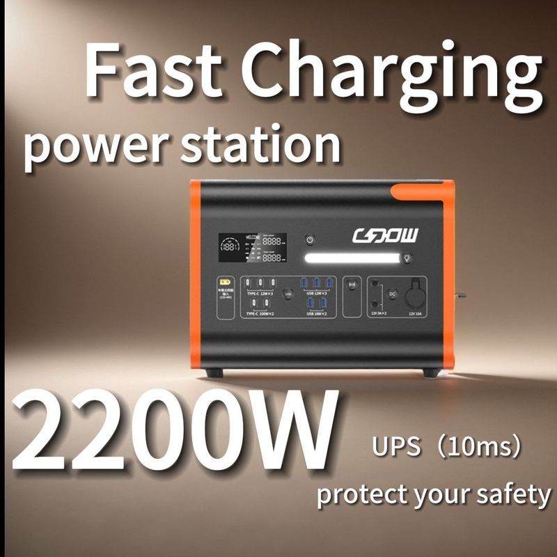 Pure Sine Wave 2000W Gerador de energia solar portátil LiFePO4 Bateria e Proteção BMS