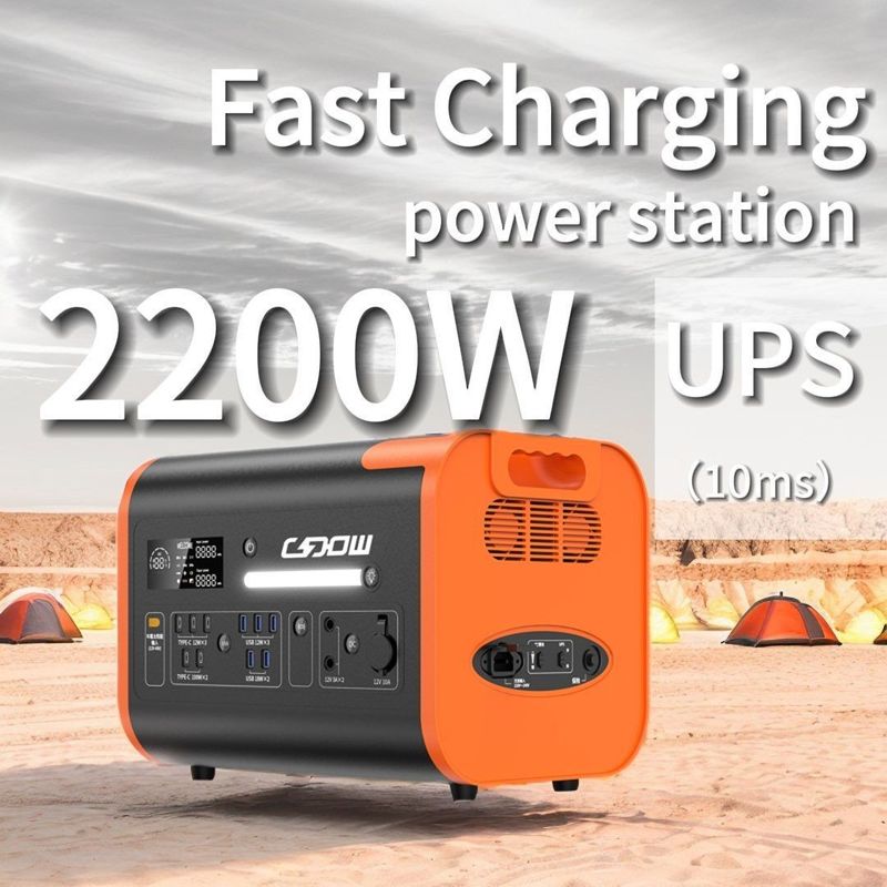 Carregador portátil 2000W Carregamento de carro Estação de energia portátil para laptop e acampamento