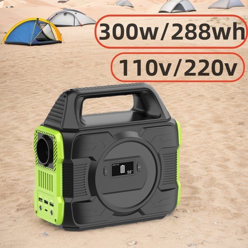 288wh Estação de Energia Portátil com Inversor de Ondas Sinusoides Puro de 300W e Bateria de Lítio