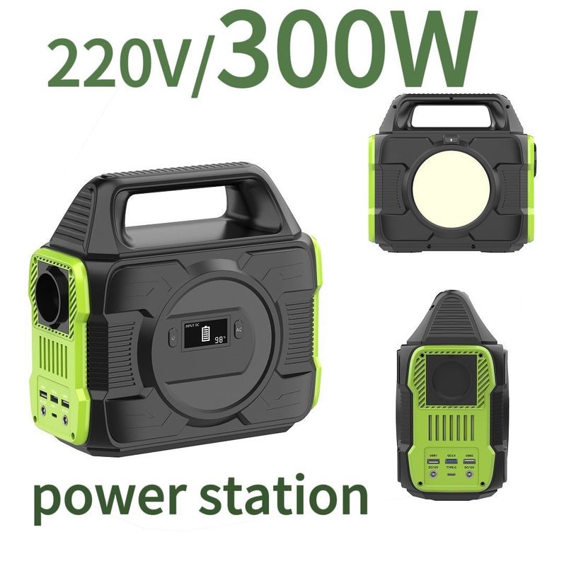 Estação de energia solar de bateria portátil multifuncional de 300W para armazenamento de energia em acampamento