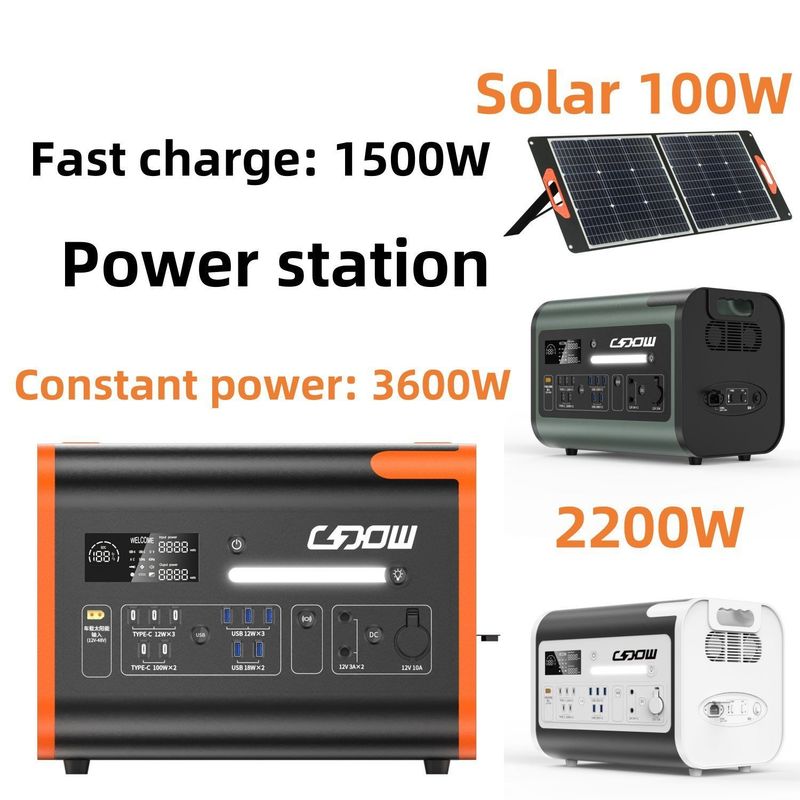 AT22 2000W Carregador recarregável de telemóvel Estação de energia solar para exterior portátil