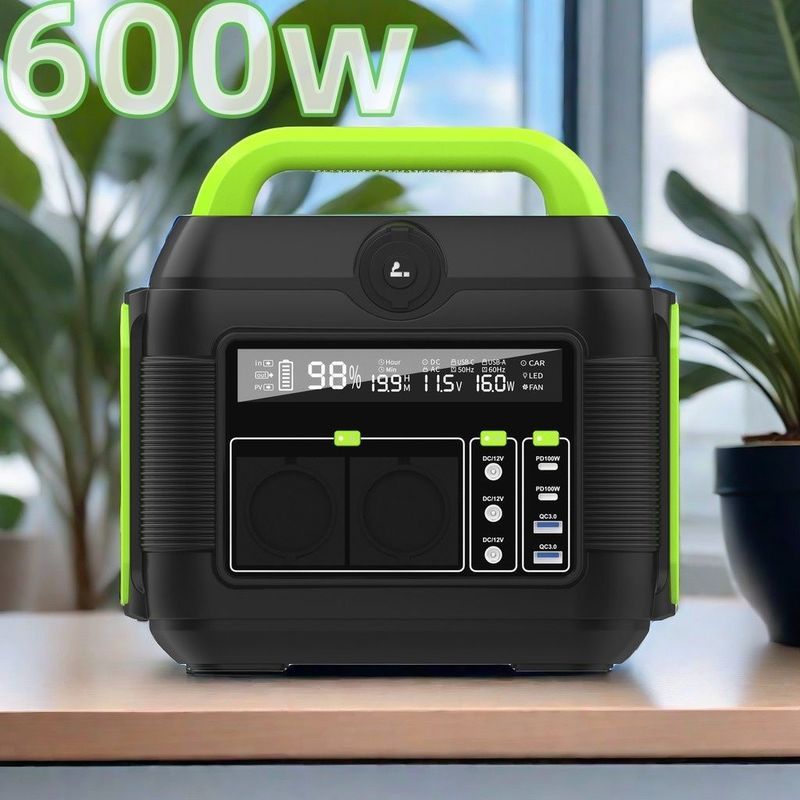 MPPT Gerador Solar 600W 576Wh 14.4V 40Ah 160000mAh Reveal LCD Estação de Energia Portátil