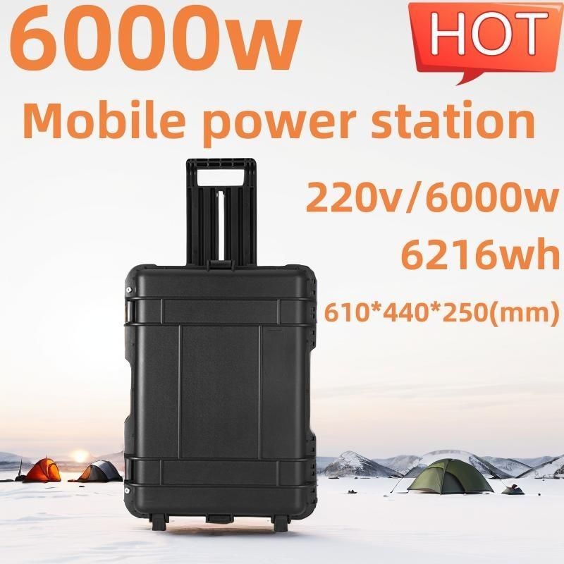 Gerador solar portátil de 6000 watts com bateria de lítio ternária e estação de energia móvel