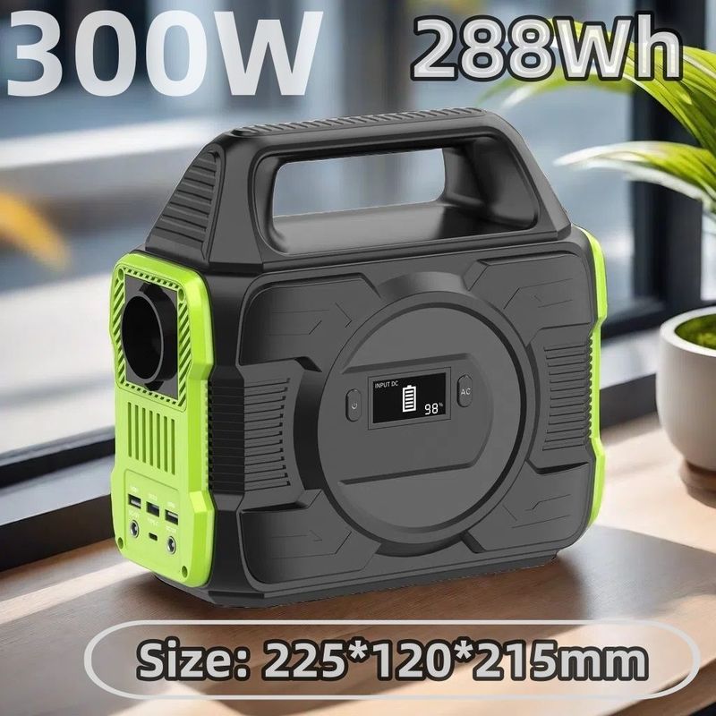 Estação de energia portátil de alta capacidade de 300 W multi-padrão para acampamento