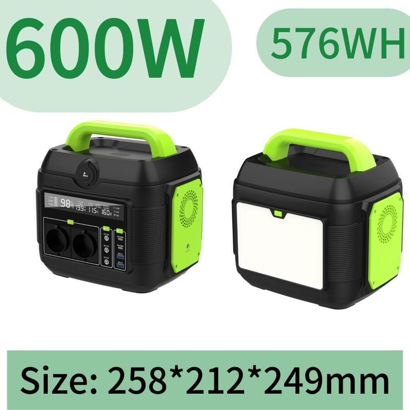 Gerador solar de 600 W com luz LED de cor personalizável e função de proteção contra curto-circuito