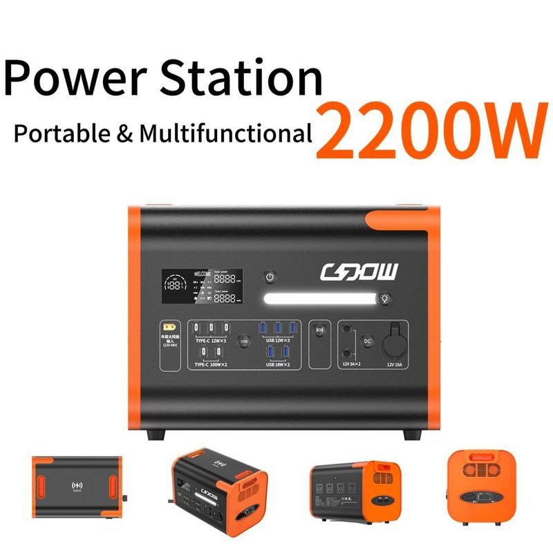 Tempo de carregamento de 90 minutos Gerador solar de alta potência de 2200W para estação de energia móvel