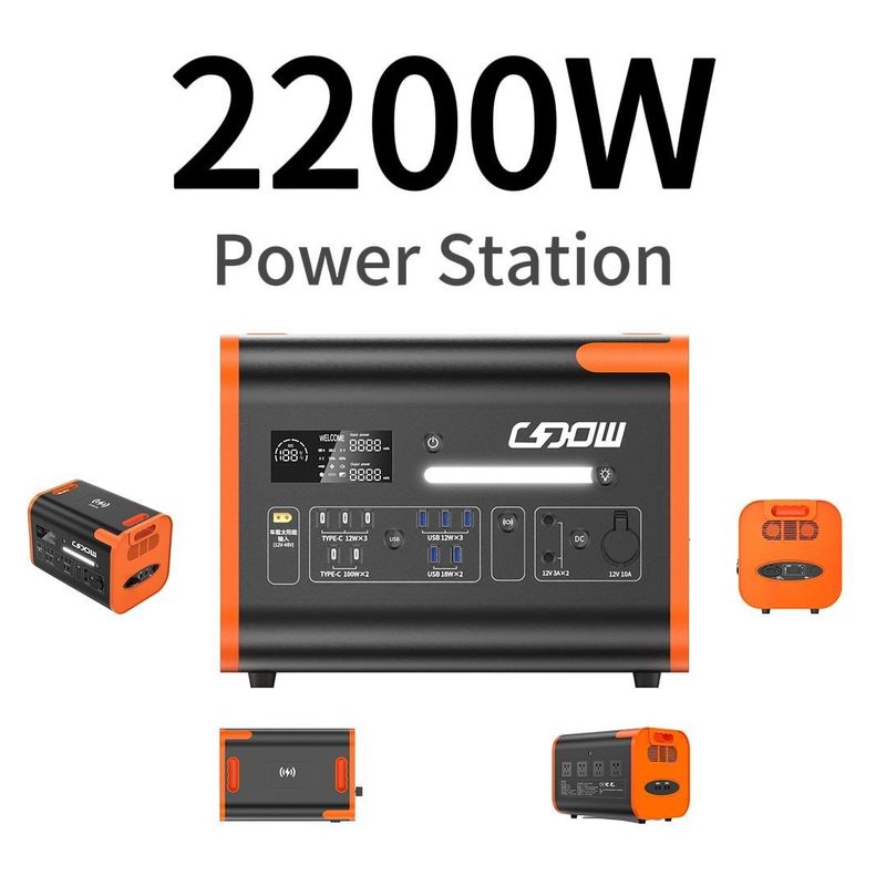 2200W 2000W 2500W Estação de energia portátil de bateria com carregamento AC e saída USB tipo C