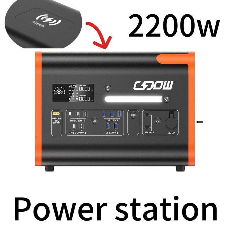 1800W-2400W Gerador de energia de emergência de inversor AC/DC preto para atividades ao ar livre