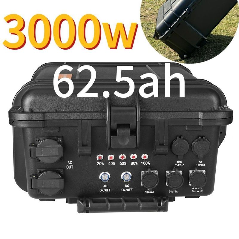 Carregamento de emergência ao ar livre Estação de energia portátil de 3000W 62.5ah com tempo de carregamento de 6-7h