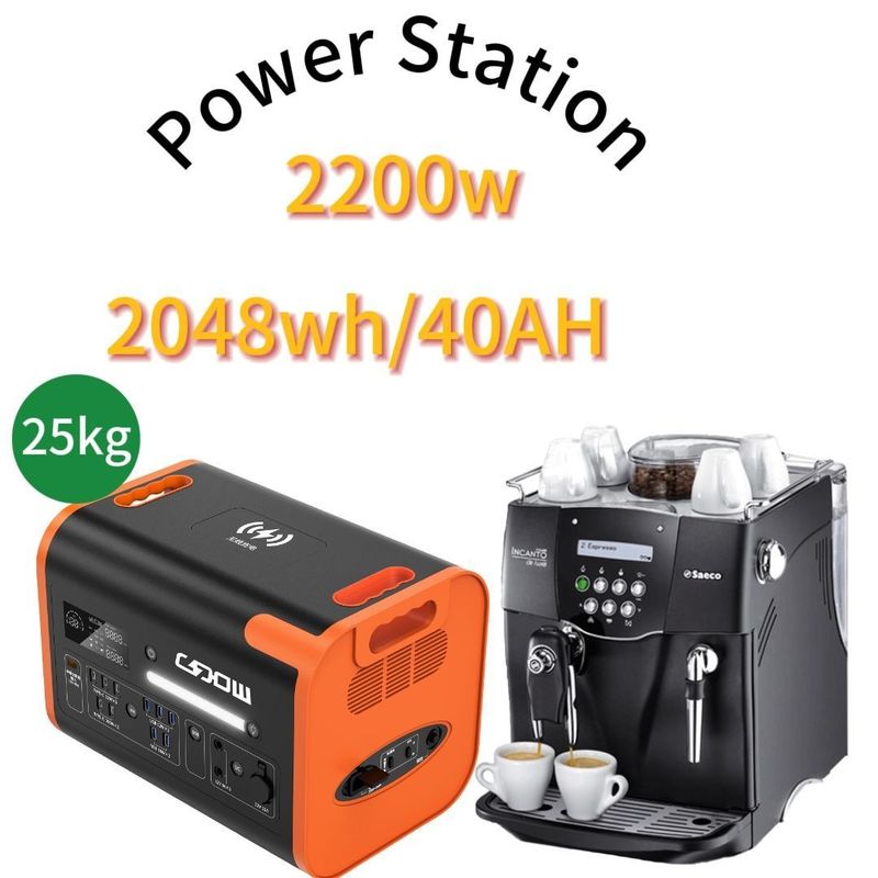Estação de energia solar exterior personalizada de 2000W com conector padrão dos EUA e longa vida útil