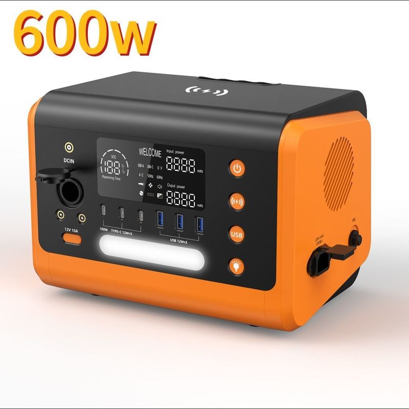 Armazenamento de emergência em estado de espera Estação de energia externa portátil de 600W com carga rápida 1 hora