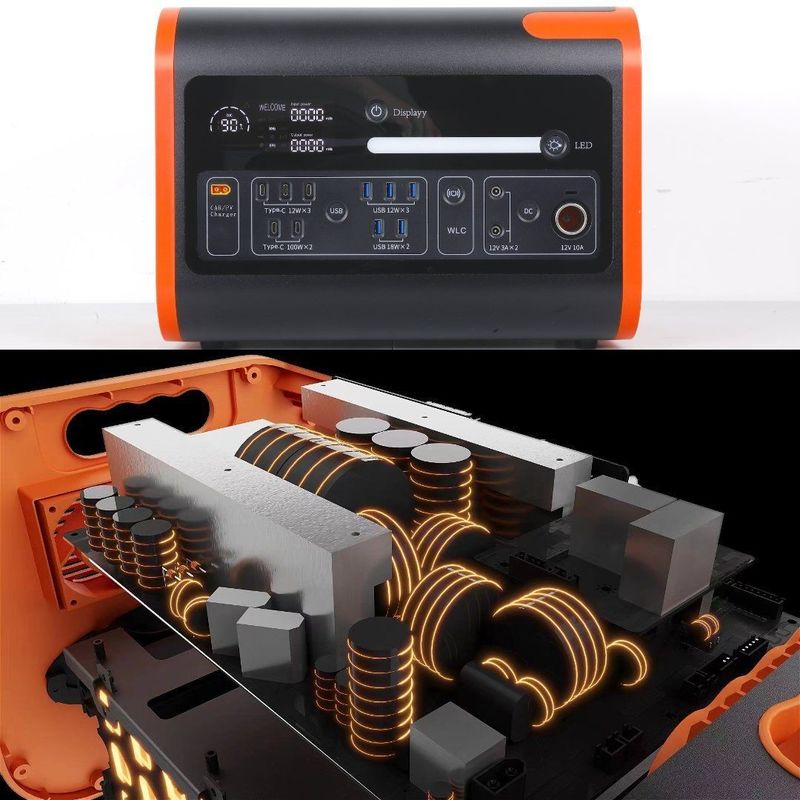 2200W40ah Carregamento sem fio Estação de energia solar em laranja quente com preto