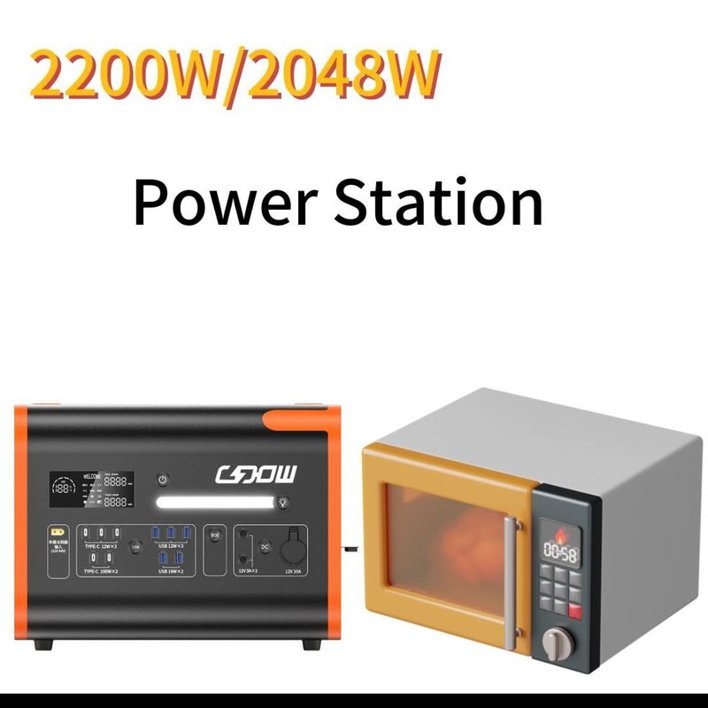 Estação de energia portátil 1500W/2200W/3000W UPS com tomada de saída AC em laranja preta