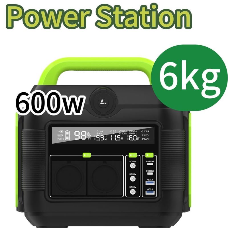 Fornecimento de energia por bateria de lítio de 600W para o mercado Aii USB Tipo C Saída DC e AC