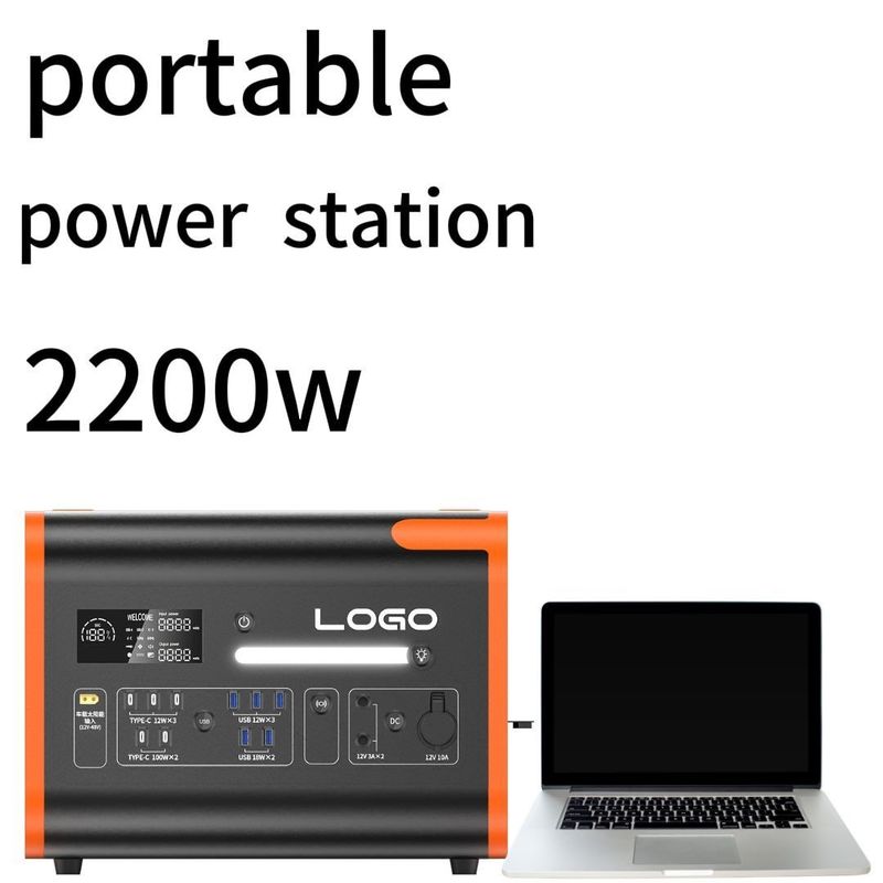 2200W110/220V Laranja com preto Estação de energia de emergência exterior silenciosa e durável