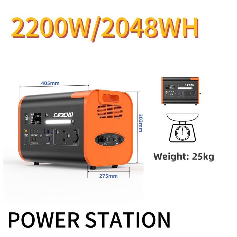 Estação de energia portátil certificada CE de 2200W para uso exterior e de emergência 110V 220V de saída AC