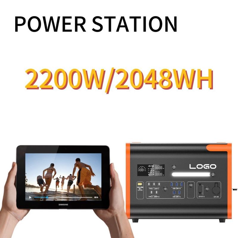 Estação de energia solar de carga solar de grande capacidade de 2400 W para todos os dispositivos compatíveis