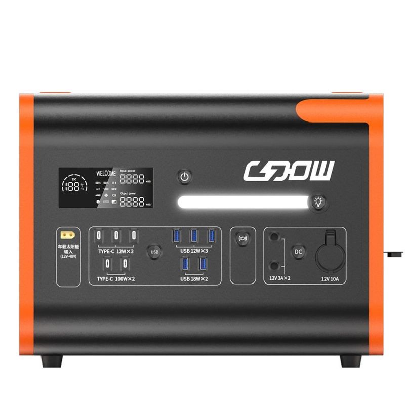 LiFePO4 Energia 2200W/2400W Gerador solar Estação de energia portátil Vida útil 2000 vezes